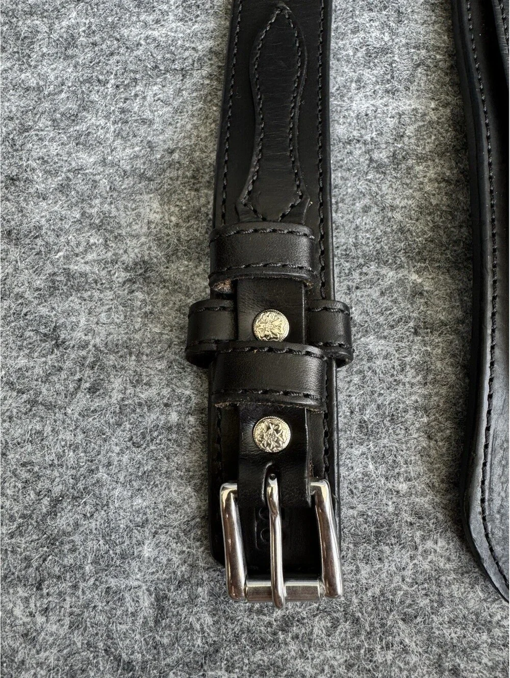 Hanks Belts Black Leather Belt Size 50 USA Made Heavy Duty 100 Year Belt